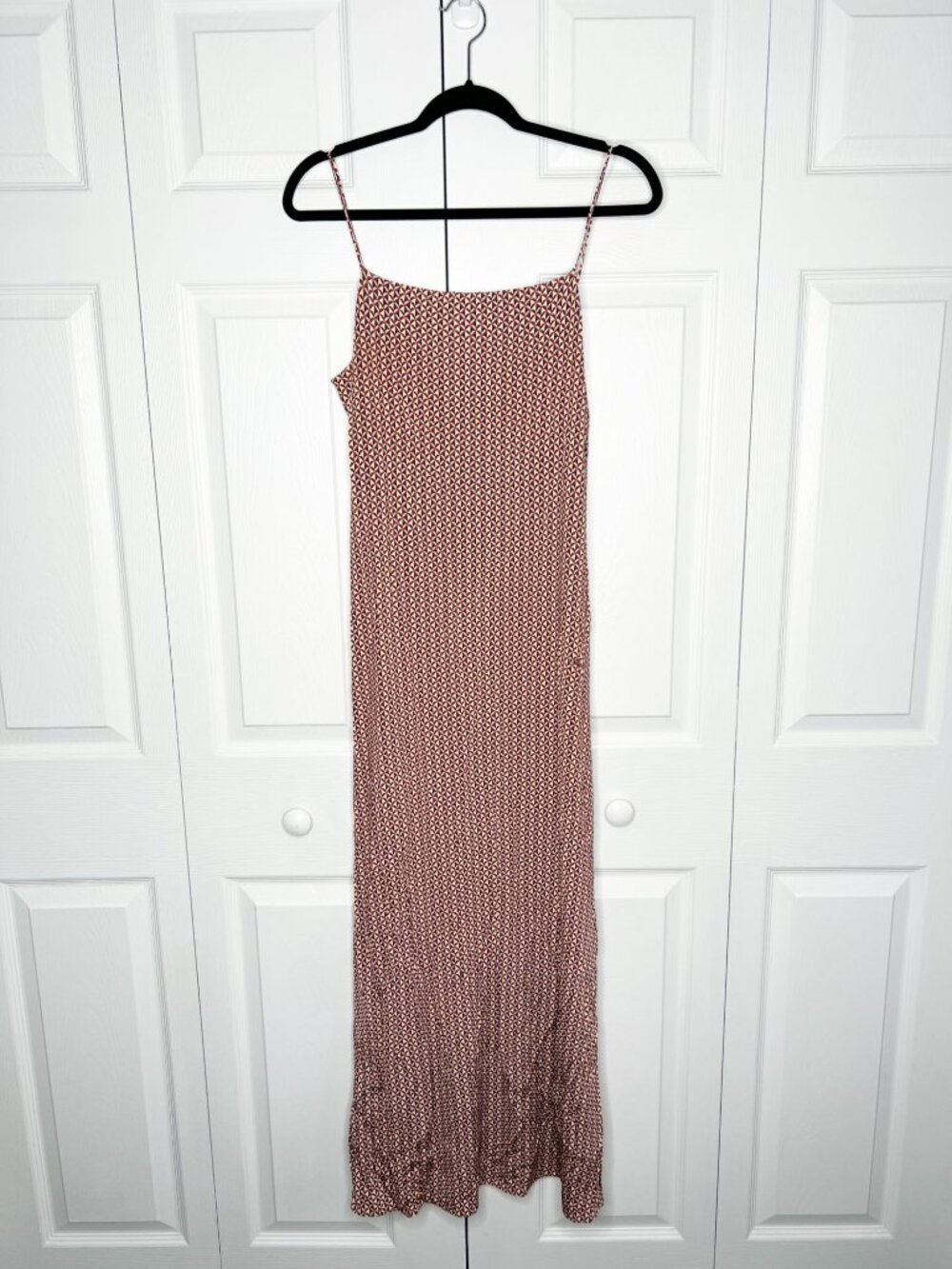 Rosetta Getty Brown Geometric Printed Camisole Maxi Dress Women's Size Small S